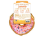 Back of the donut-shaped toy packaging showing Juananip use instructions, enhancing playtime with its calming effects for dogs of all sizes.