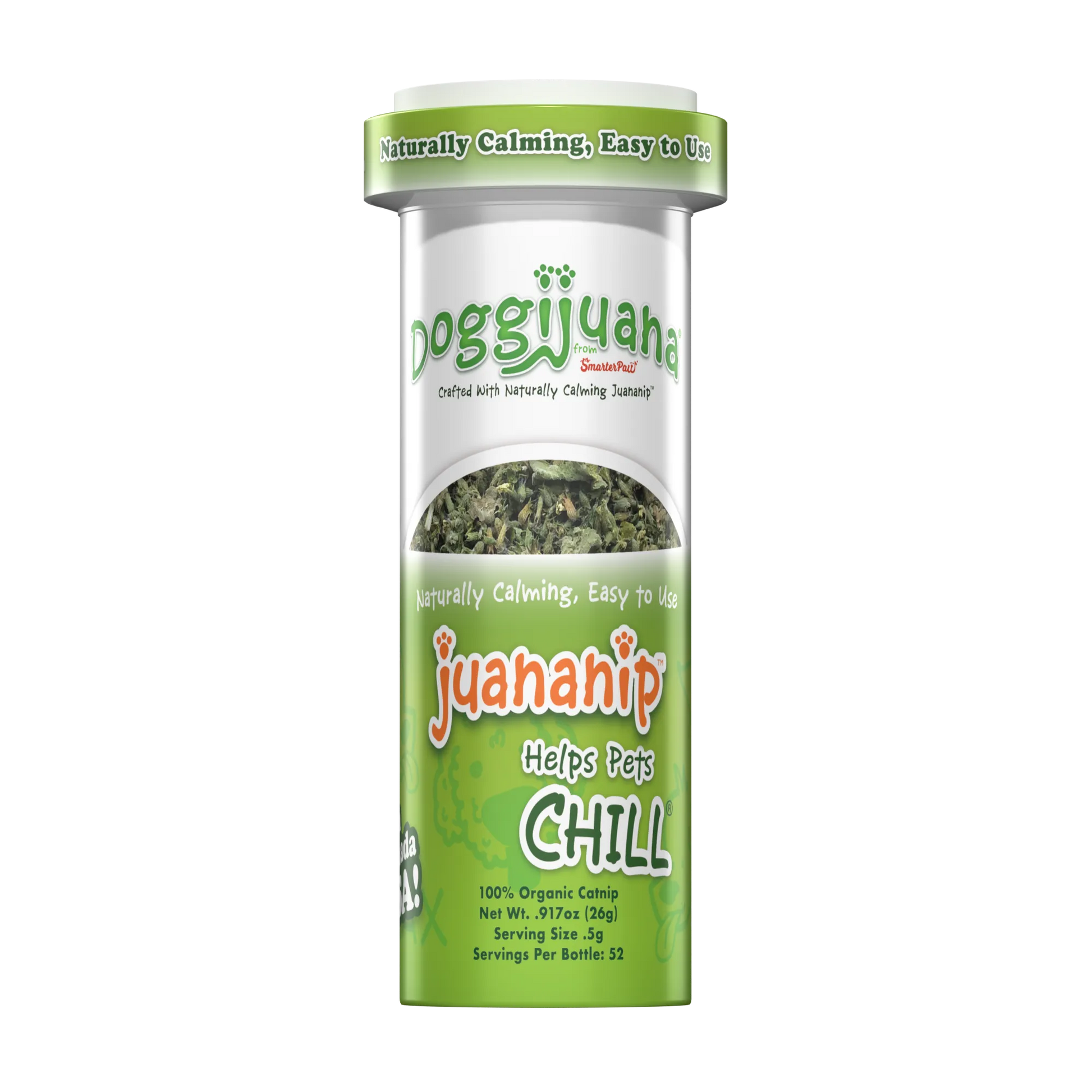 100% organic Juananip helps dogs chill naturally, easy to use with calming toys for stress-free playful moments.