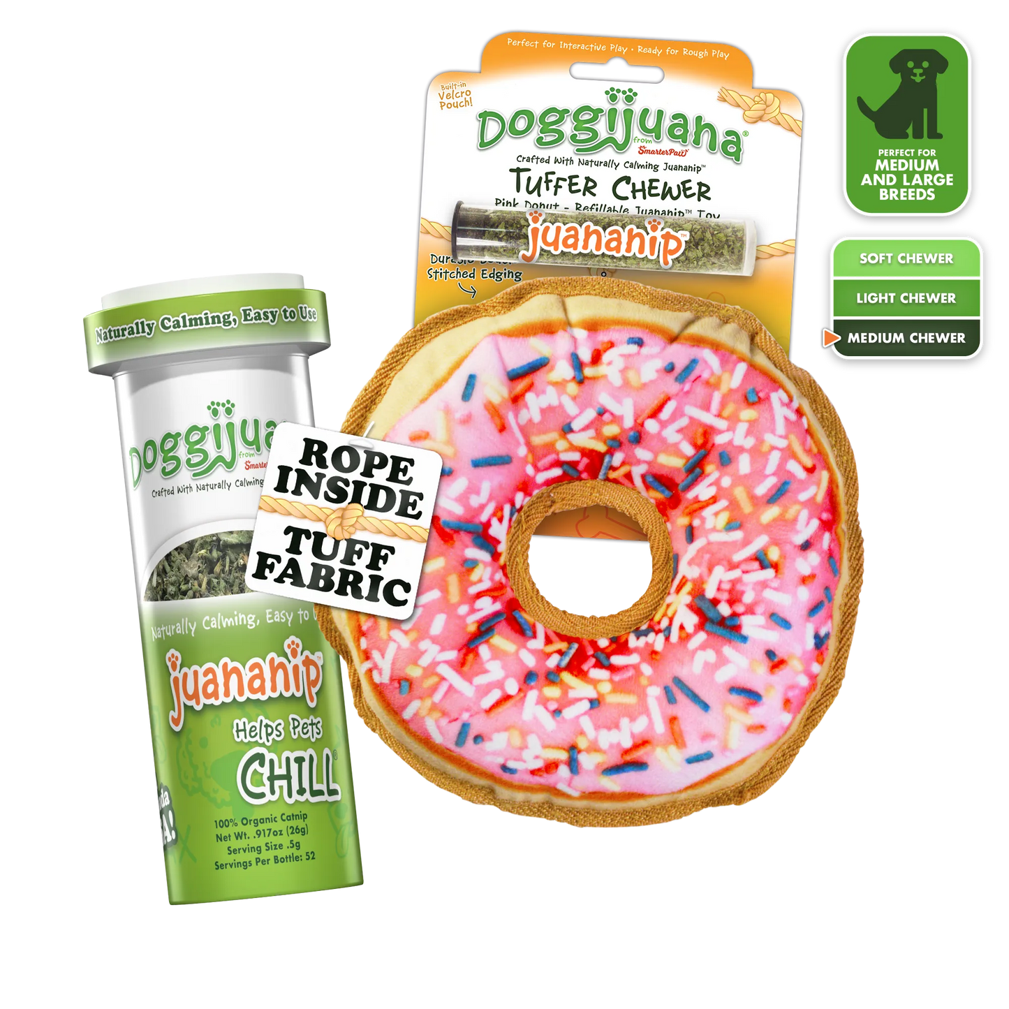Tuffer Chewer Doggi Duo Bundle - Pink Donut & Juananip