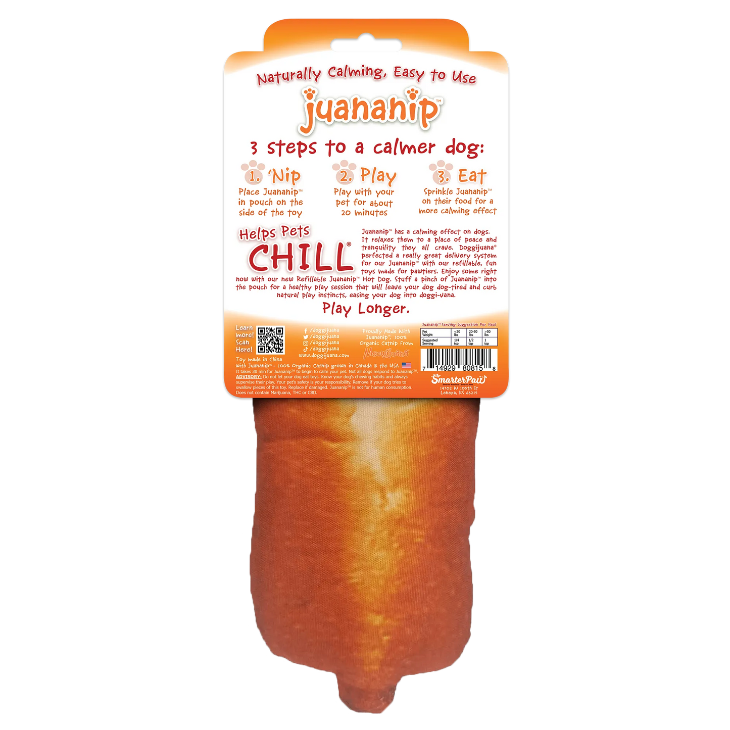 Get the Munchies Hot Dog Refillable Dog Toy