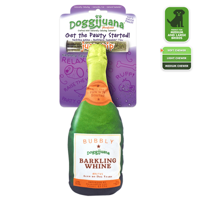 Get the Pawty Started Barkling Whine Champagne Refillable Dog Toy