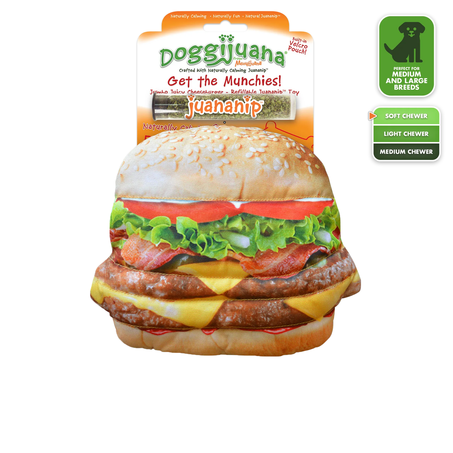 Get the Munchies Cheeseburger Refillable Dog Toy