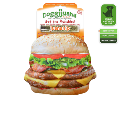 Get the Munchies Cheeseburger Refillable Dog Toy