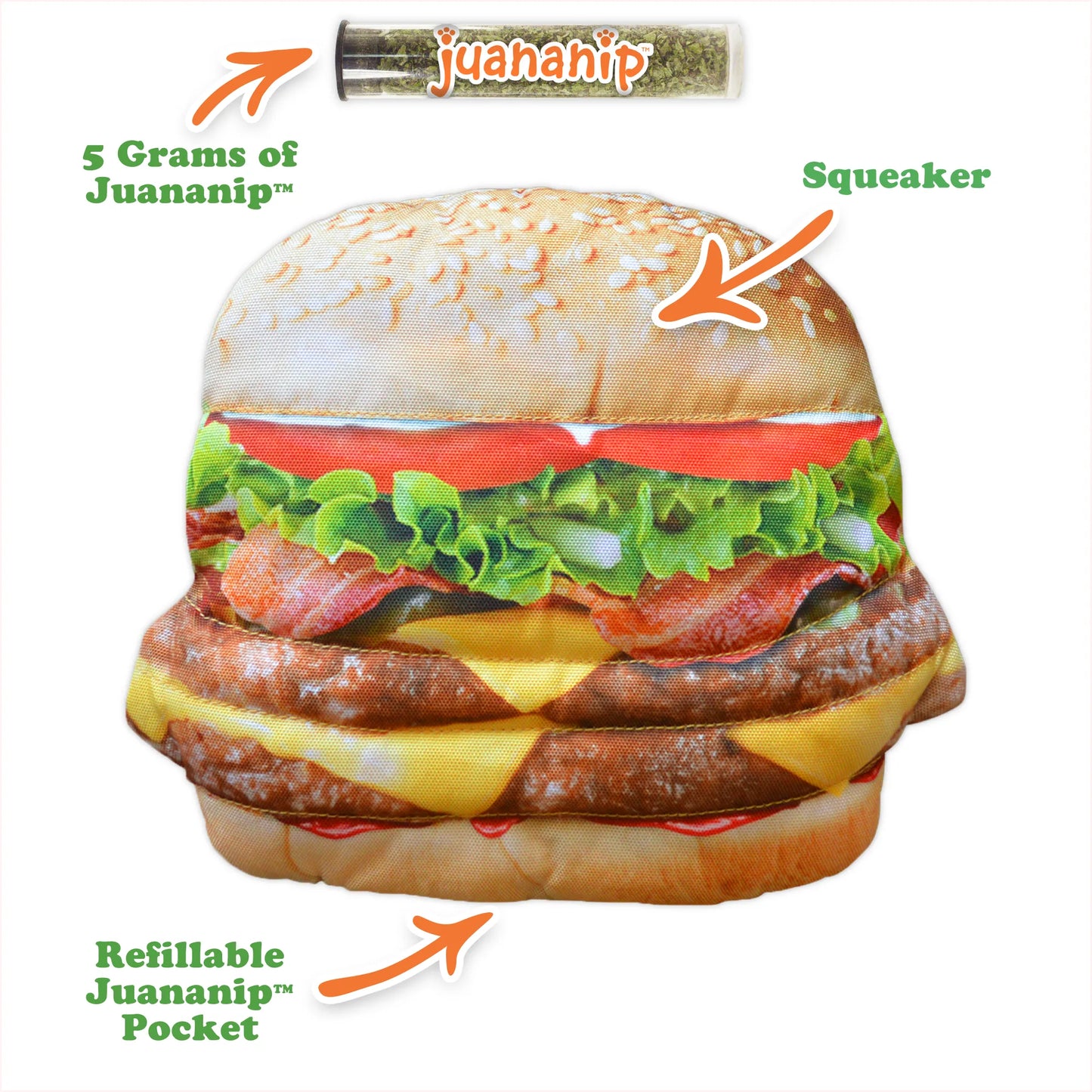 Get the Munchies Cheeseburger Refillable Dog Toy