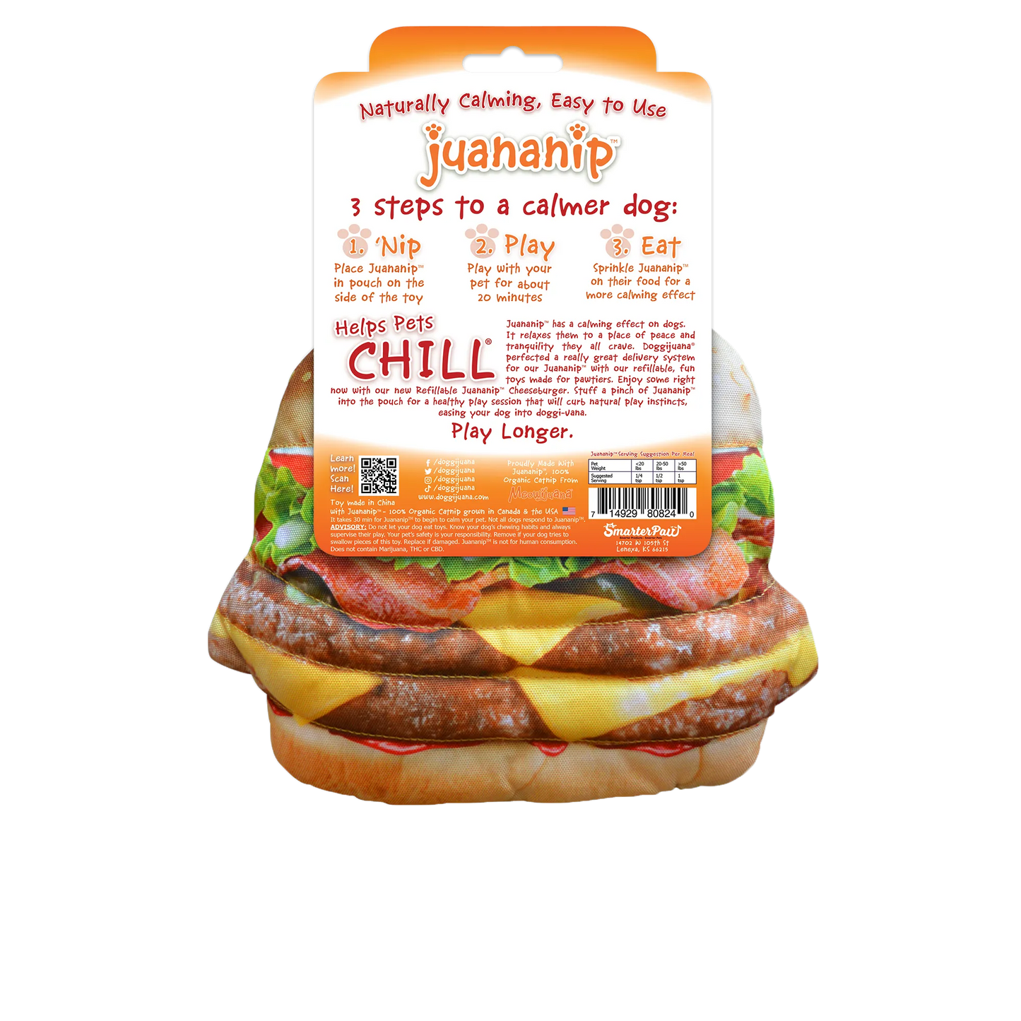 Get the Munchies Cheeseburger Refillable Dog Toy