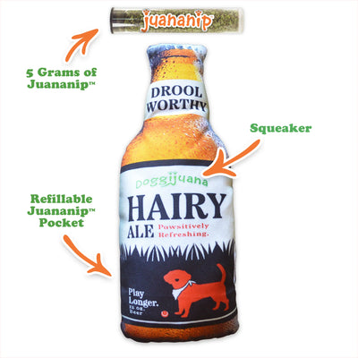 Get the Pawty Started Hairy Ale Refillable Dog Toy